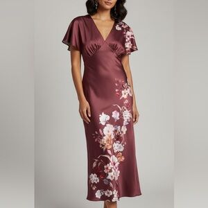 JOIE | BNWT Floral Satin Midi Dress